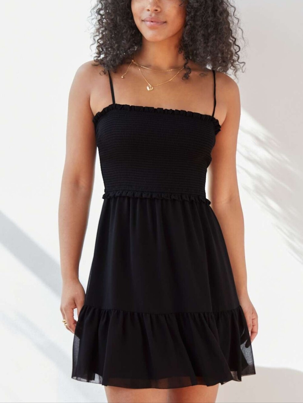 Aritzia Wilfred Tempest Sleevless Tiered Black Mini Dress Small